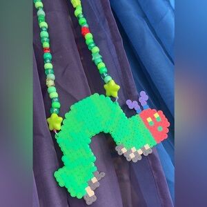Very Hungry Caterpillar Handmade Perler Necklace